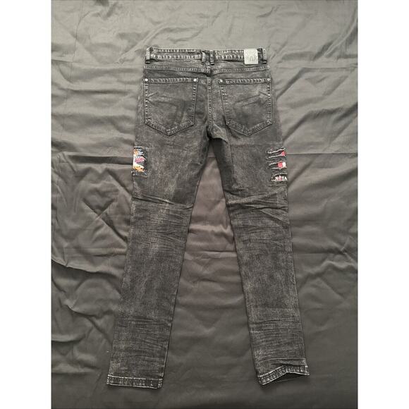 Born Fly Men’s‎ Distressed Embroidered Denim Jeans Size 30x32 Streetwear - Picture 4 of 4
